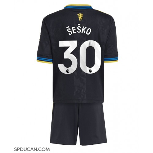 Dječji Nogometni Dres Manchester United Benjamin Sesko #30 Rezervni 2025-26 Kratak Rukav (+ Kratke hlače)